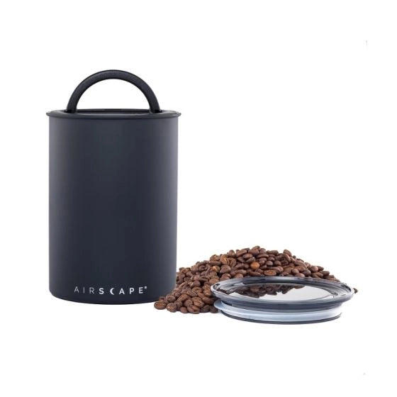 Airscape Coffee Canister Classic 7" 500g coffee bean Storage container Matte Black on White Background
