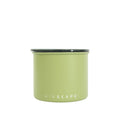 Airscape Matte Lichen Bean Storage coffee bean storage canister Green cylindrical container with black lid on a white background