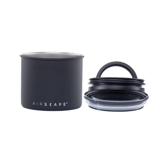 Airscape Coffee Canister Classic 4" 250g coffee bean Storage container Black on White Background