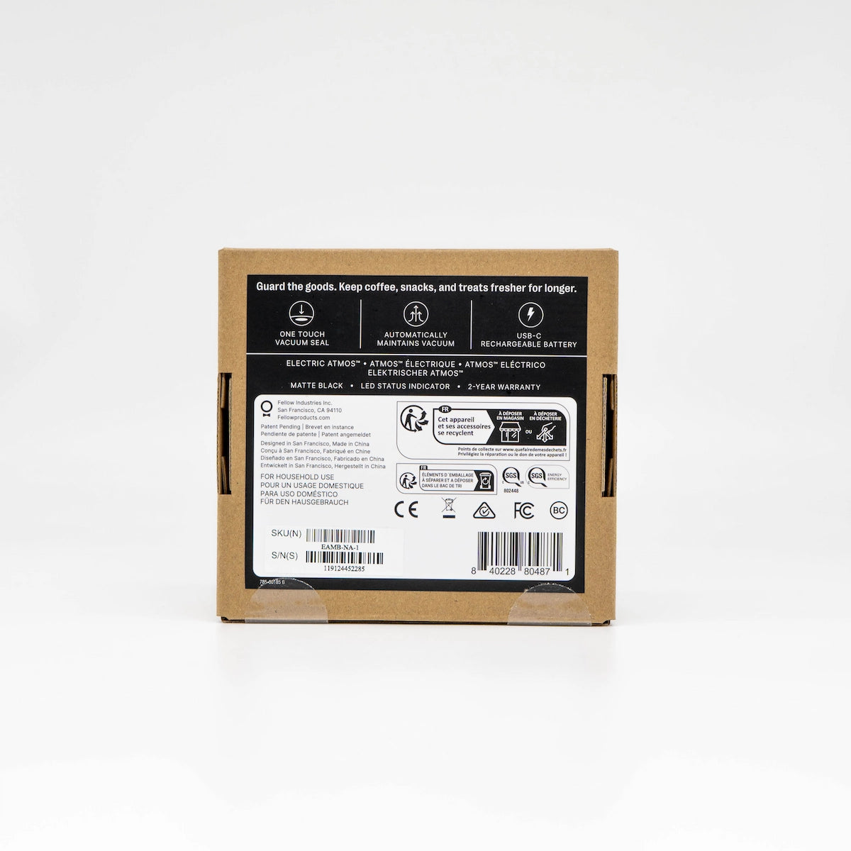 Matte Black Fellow Electric Atmos Replacement Lid on a white background